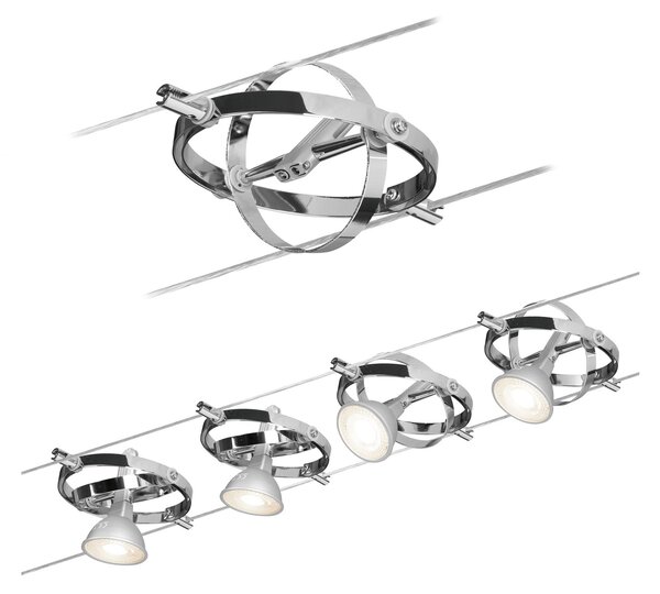 Paulmann 94144 Cardan, lankový systém, 4x max 10W LED 12V, chrom, 500cm