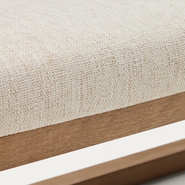 Kave Home Ořechová lavice Loya 128 cm s béžovým sedákem