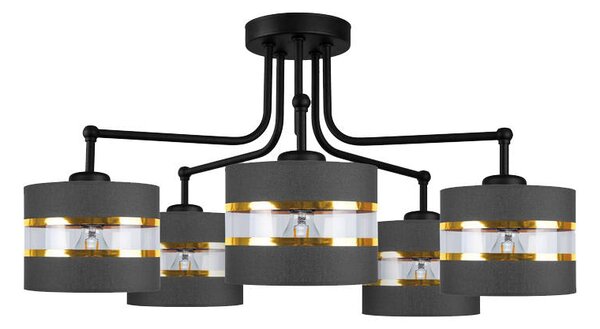 Candellux Černo-zlatý závěsný lustr Andy pro žárovku 5x E27 35-06158