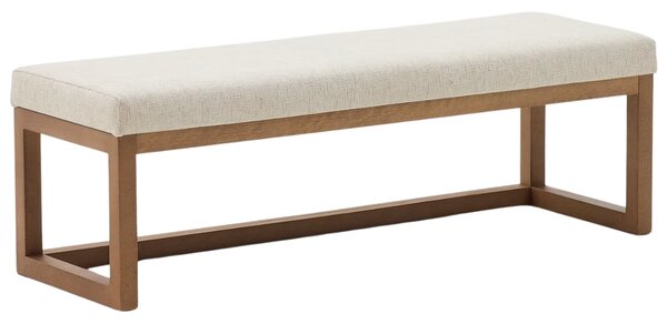 Kave Home Ořechová lavice Loya 128 cm s béžovým sedákem