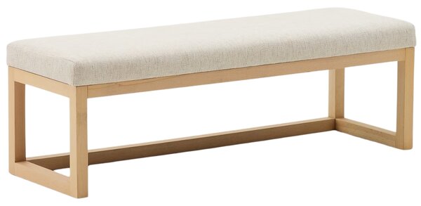 Kave Home Dřevěná lavice Loya 128 cm s béžovým sedákem