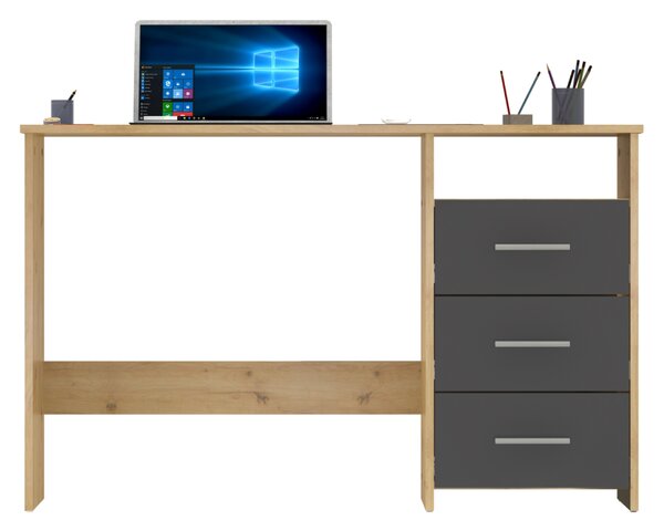 KONDELA PC stůl, dub artisan/grafit, LARISTOTE NEW