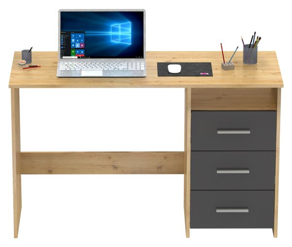 KONDELA PC stůl, dub artisan/grafit, LARISTOTE NEW