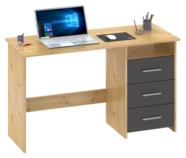 KONDELA PC stůl, dub artisan/grafit, LARISTOTE NEW