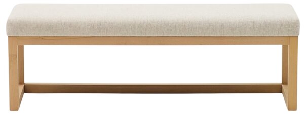 Kave Home Dřevěná lavice Loya 128 cm s béžovým sedákem