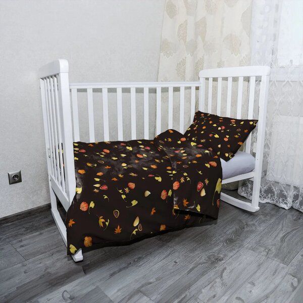 Sablio Dětské povlečení do postýlky Podzim na černé - 120x90 / 40x60