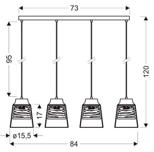 Candellux Černo-zlatý závěsný lustr Fresno pro žárovku 4x E27 34-78124