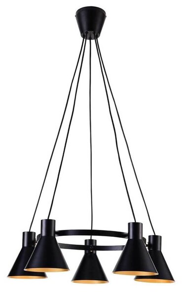 Candellux Černo-zlatý závěsný lustr More pro žárovku 5x E27 35-71163
