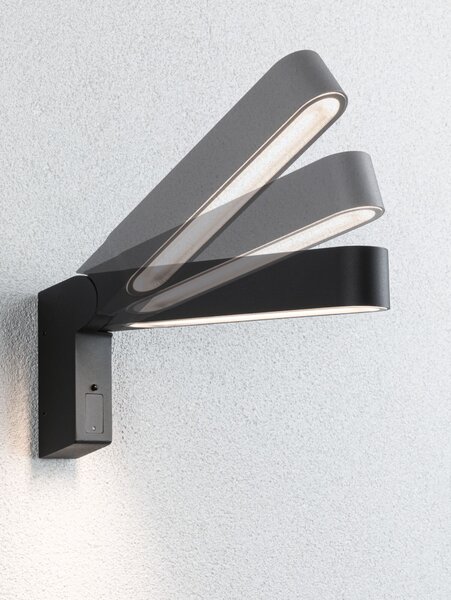 Paulmann 94549 Ito Vertical, nástěnné svítidlo se senzorem, 6W LED 3000K, antracit, výška 20cm, IP44