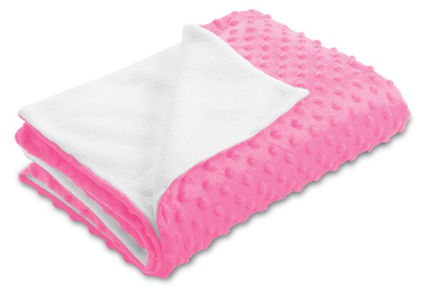 Biante Dětská oboustranná deka Minky puntíky/Polar MKP-012 Sytě růžová 75x100 cm