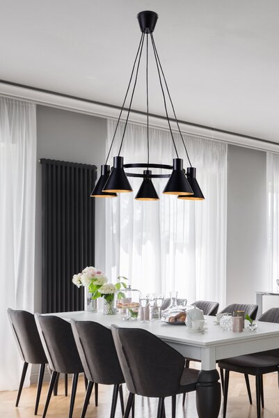 Candellux Černo-zlatý závěsný lustr More pro žárovku 5x E27 35-71163