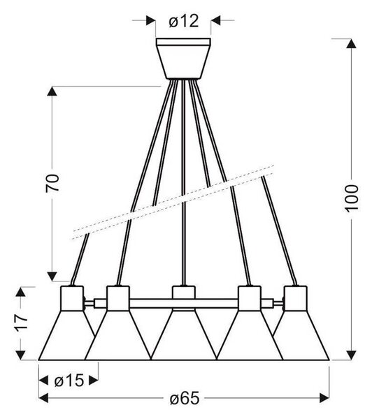 Candellux Černo-zlatý závěsný lustr More pro žárovku 5x E27 35-71163