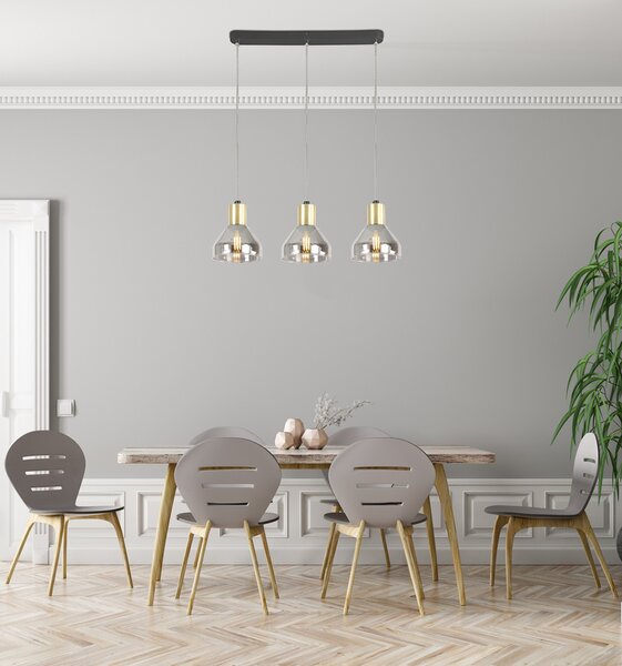 Candellux Černo-zlatý závěsný lustr Gregory pro žárovku 3x E14 33-79008