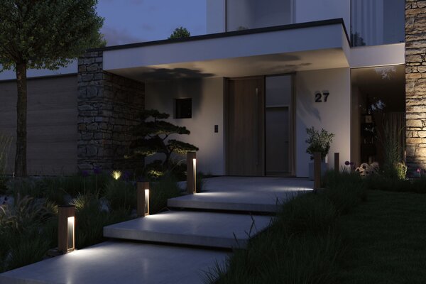 Paulmann 94678 Trabia, vekovní sloupek dřevo/antracit 1xGU10 LED 3,5W 3000K, výška 60cm, IP44
