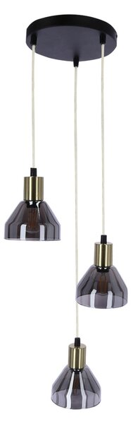 Candellux Černo-zlatý závěsný lustr Gregory pro žárovku 3x E14 s kulatou základnou 33-78995