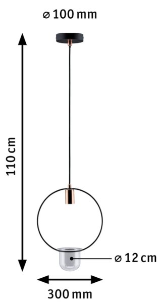Paulmann 79748 Tasja, závěsné svítidlo s květináčem, 1xE27, černá/měď, průměr květináče 12cm