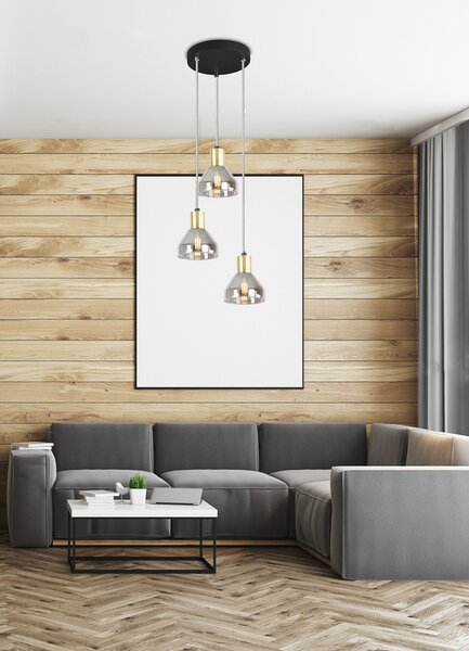 Candellux Černo-zlatý závěsný lustr Gregory pro žárovku 3x E14 s kulatou základnou 33-78995