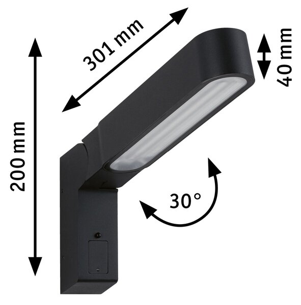 Paulmann 94549 Ito Vertical, nástěnné svítidlo se senzorem, 6W LED 3000K, antracit, výška 20cm, IP44