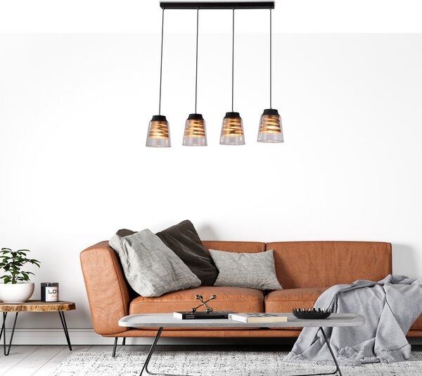 Candellux Černo-zlatý závěsný lustr Fresno pro žárovku 4x E27 34-78124