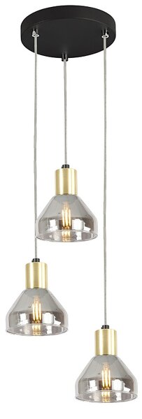 Candellux Černo-zlatý závěsný lustr Gregory pro žárovku 3x E14 s kulatou základnou 33-78995