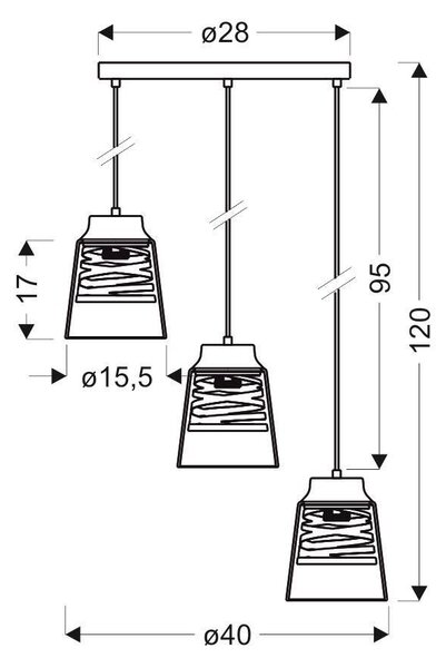 Candellux Černo-zlatý závěsný lustr Fresno pro žárovku 3x E27 s kulatou základnou 33-78988