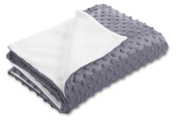 Biante Dětská oboustranná deka Minky puntíky/Polar MKP-004 Tmavě šedá 75x100 cm
