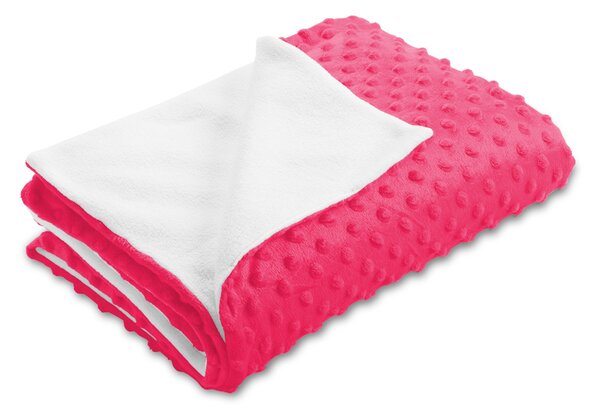 Biante Dětská oboustranná deka Minky puntíky/Polar MKP-009 Fuchsiová 75x100 cm