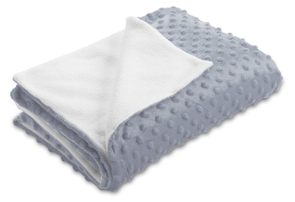 Biante Dětská oboustranná deka Minky puntíky/Polar MKP-050 Stříbrnošedá 75x100 cm
