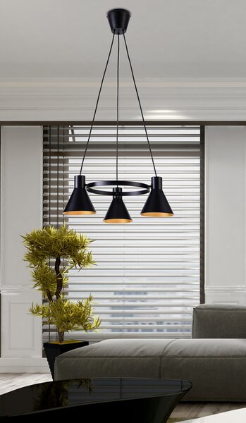 Candellux Černo-zlatý závěsný lustr More pro žárovku 3x E27 33-71156