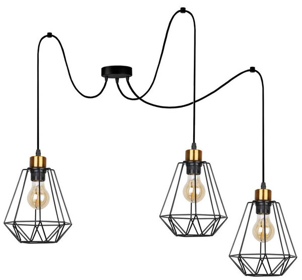 Candellux Černo-zlatý závěsný decentrální lustr Primo pro žárovku 3x E27 33-00293