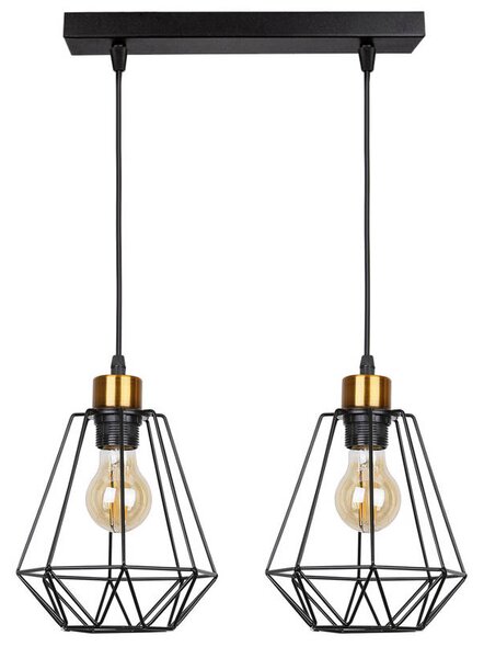 Candellux Černo-zlatý závěsný lustr Primo pro žárovku 2x E27 32-00224