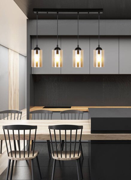 Candellux Černo-hnědý závěsný lustr Bistro pro žárovku 4x E27 34-00552