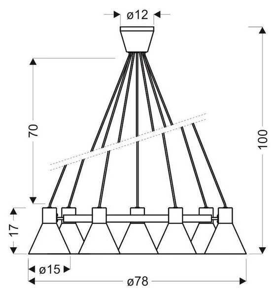 Candellux Černo-zlatý závěsný lustr More pro žárovku 7x E27 37-71170
