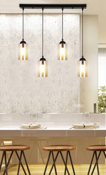 Candellux Černo-hnědý závěsný lustr Bistro pro žárovku 4x E27 34-00552