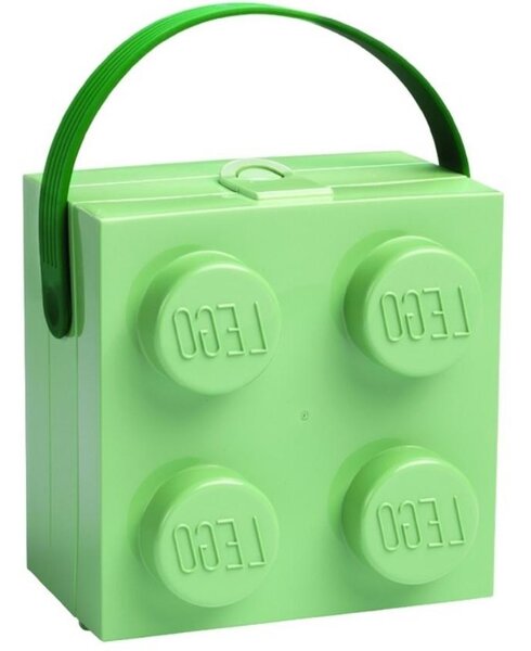 Zelený svačinový box s rukojetí LEGO® Storage 16,5 x 16,5 cm