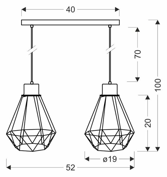 Candellux Černo-zlatý závěsný lustr Primo pro žárovku 2x E27 32-00224