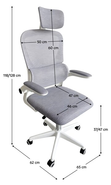 Ergonomická kancelářská židle IMPERIAL - šedá síťovina