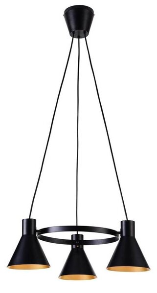 Candellux Černo-zlatý závěsný lustr More pro žárovku 3x E27 33-71156