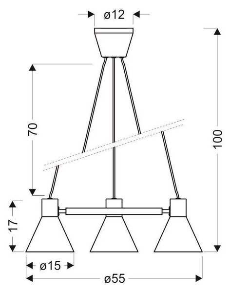 Candellux Černo-zlatý závěsný lustr More pro žárovku 3x E27 33-71156