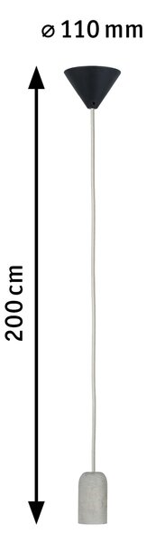 Paulmann 50388 Jano, betonové závěsně svítidlo, 1x E27, délka 200cm
