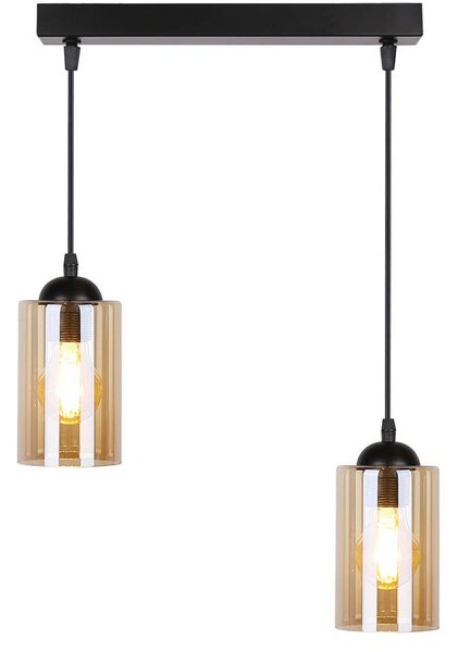Candellux Černo-hnědý závěsný lustr Bistro pro žárovku 2x E27 32-00538