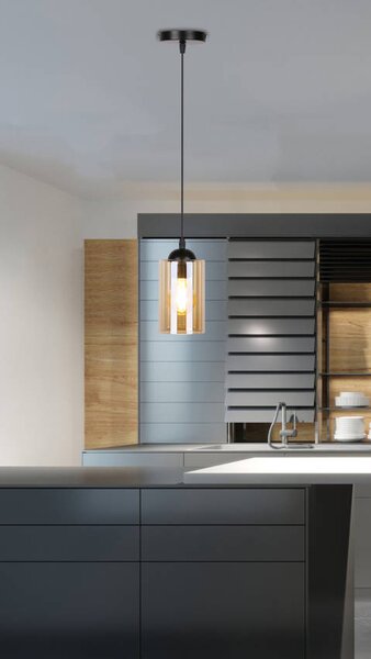 Candellux Černo-hnědý závěsný lustr Bistro pro žárovku E27 31-00569