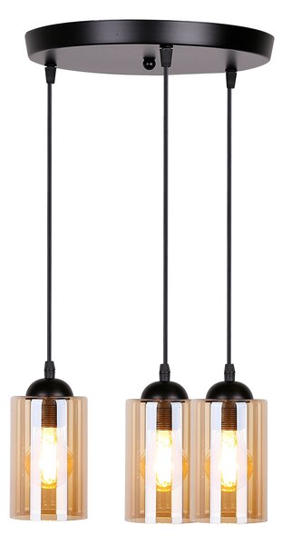 Candellux Černo-hnědý závěsný lustr Bistro pro žárovku 3x E27 s kulatou základnou 33-00576