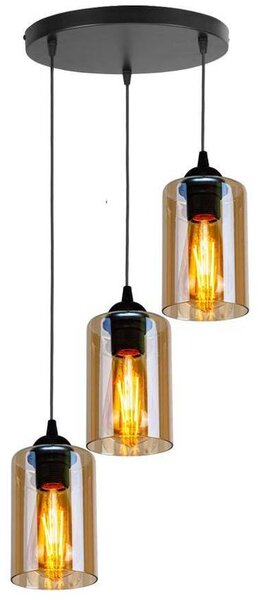 Candellux Černo-hnědý závěsný lustr Bistro pro žárovku 3x E27 s kulatou základnou 33-00576