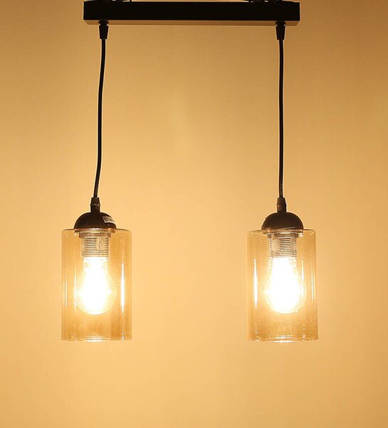 Candellux Černo-hnědý závěsný lustr Bistro pro žárovku 2x E27 32-00538