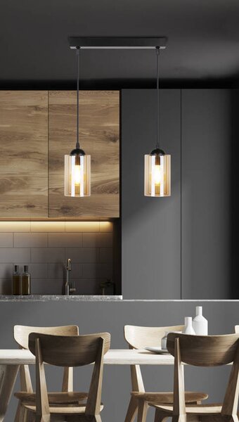 Candellux Černo-hnědý závěsný lustr Bistro pro žárovku 2x E27 32-00538