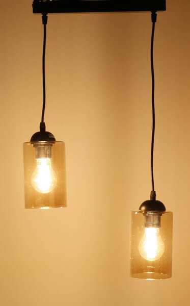 Candellux Černo-hnědý závěsný lustr Bistro pro žárovku 2x E27 32-00538