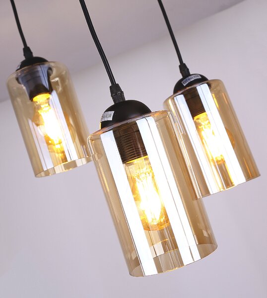 Candellux Černo-hnědý závěsný lustr Bistro pro žárovku 3x E27 s kulatou základnou 33-00576