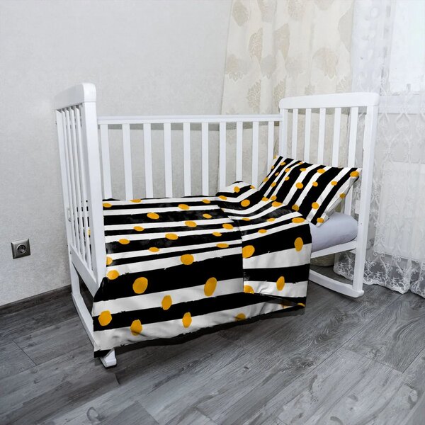 Sablio Mikroplyšové dětské povlečení do postýlky Pruhy a puntíky - 120x90 / 40x60