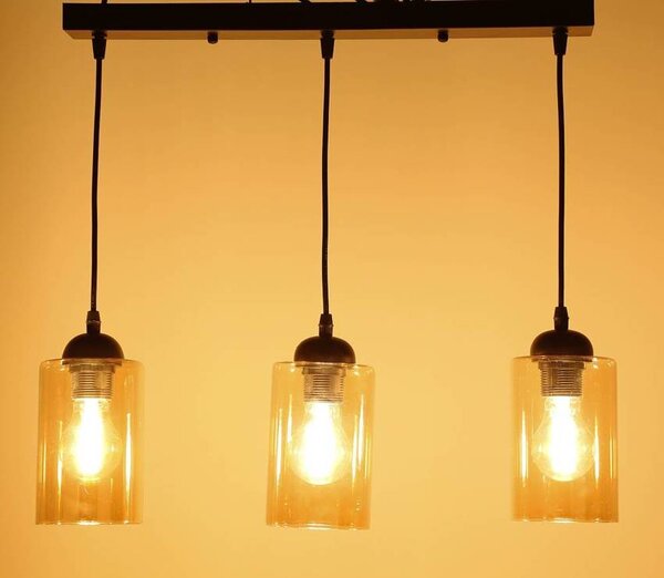 Candellux Černo-hnědý závěsný lustr Bistro pro žárovku 3x E27 33-00545